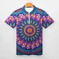 thumbnail image 3 of Mandala Pattern Purple Men Zipper T-shirt Summer Casual Short Sleeve T-shirt Top, 3 of 7