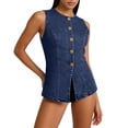 thumbnail image 5 of PBFRDSJ Denim Vest Women Sleeveless Button Down Jean Vest Casual Vintage Western Y2K Crew Neck Jackets, 5 of 7