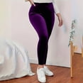 thumbnail image 4 of Audhol Velvet Leggings for Women Women Velvet Leggings Soft Warm Winter Solid High Waisted Soft Velvet Stretchy Legging Holiday Clothes Women's Leggings Purple L, 4 of 8