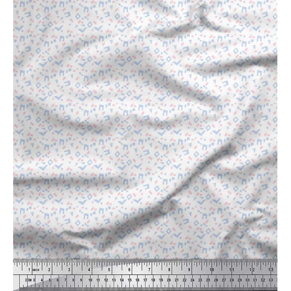 Soimoi Poly Georgette Fabric Paper Craft Geometric Shirting Printed Fabric 1 Yard 42 Inch Wide