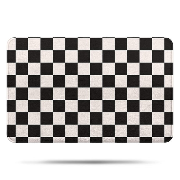Black and White Checkered Pattern Bathroom Rugs Mat,Non Slip Microfiber Bathroom Rug,Rubber Backing,Soft Bathroom Mats for Bathroom Floor,Tub and Shower,17x27in(43x68cm)
