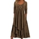 thumbnail image 1 of Vestido holgado de manga larga con fruncidos para mujer - Cuello redondo, fluido, poliéster, informal/para todas las ocasiones - S-XXL, 1 of 4