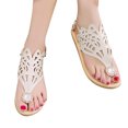 thumbnail image 3 of KBODIU Women's Hollow Sandals Summer Beach Flip-Flops Women Flat Slippers Beige 36, 3 of 5