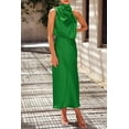 thumbnail image 4 of PRETTYGARDEN Women's Satin Dress Elegant Sleeveless Mock Neck Cocktail Party Maxi Dresses, 4 of 6