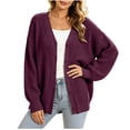 thumbnail image 3 of Aboser Womens Waffle Knit Cardigan Sweaters Button Down Sweater Coats Loose Long Sleeve Cardigans Comfy Soft Knitwear Casual Drop Shoulder Outwear, 3 of 9