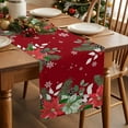 thumbnail image 5 of Christmas Eucalyptus Cotton Linen Table Runner for Dining Kitchen, Xmas Pine Poinsettia Botanical Red Wedding Outdoor Party Tablerunners Decoration, Dresser Scarf Coffee Tablecloth Runners 13"x72", 5 of 9