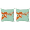 thumbnail image 1 of Ambesonne Guitar Throw Pillow Cover 2 Pack, Musician Performing, 18", Mint Green Orange, 1 of 2