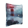 thumbnail image 2 of Bingfone Lighthouse in a Stormy Sea Linen Throw Pillow Covers Cushion Case Pocket Button Vintage Farmhouse Pillowcase for Sofa Couch Bed 16"x16", 2 of 9