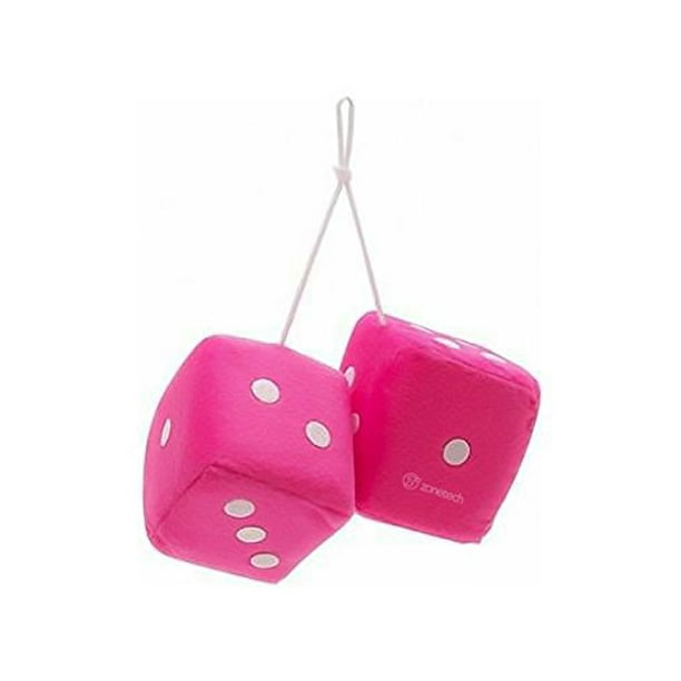 Zone Tech Vehicle Light Pink Hanging Dice for Car, Mirror Fuzzy Soft