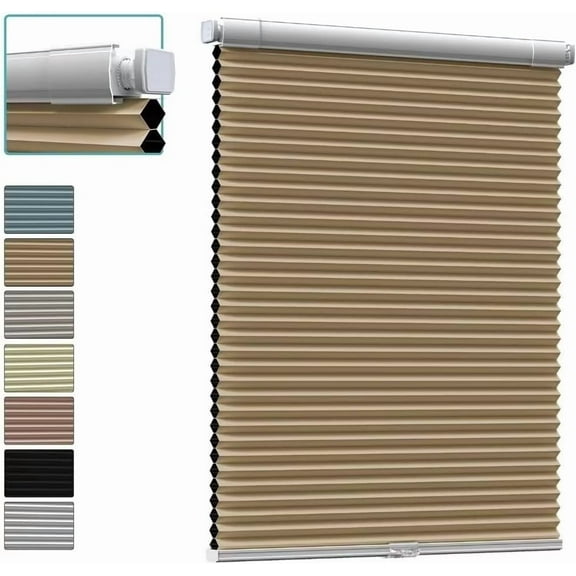 Myshade No Drill Blackout Shades Tension Cordless Cellular Blinds for Indoor Windows No Tools Window Blinds & Shades