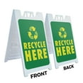 thumbnail image 2 of Recycle Here  24" x 36" Double Sided A-Frame Sidewalk Sign, Includes 2 Installed Vinyl Decals | Foldable Portable White Signicade Sandwich Board Signs, 2 of 5