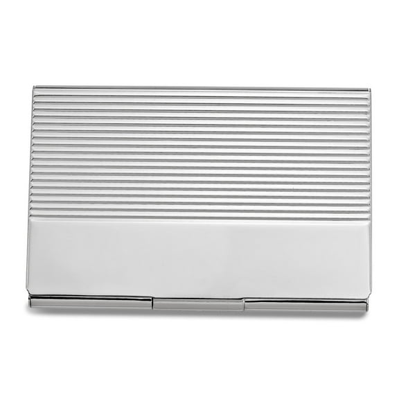 Nickel-plated Ribbed Business Card Case - Engravable Personalized Gift Item