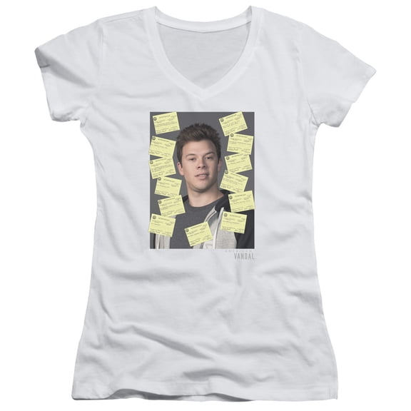 American Vandal Detention Junior Women's V-Neck T-Shirt White