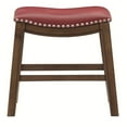 thumbnail image 3 of Pemberly Row Faux Leather Bar Stool Chair in Red With Saddle Seat & Footrest, 3 of 7