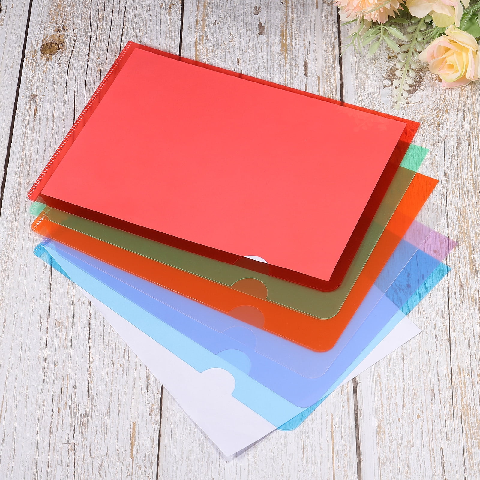 Unique Bargains Durable File Project Pockets Clear L Type Folders Paper Document 24 Pcs