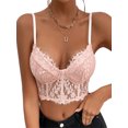 thumbnail image 2 of VISgogo Mujeres Encaje Verano Crop Tops, See Through Sweetheart Neckline Floral Surface Mesh Camisole VISgogo moda, 2 of 9