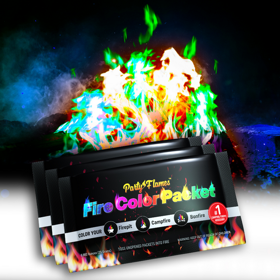 Fire Color Changing Packets (4 Pack) For Any Campfire, Bonfire & Outdoor Fireplaces by Party Flames