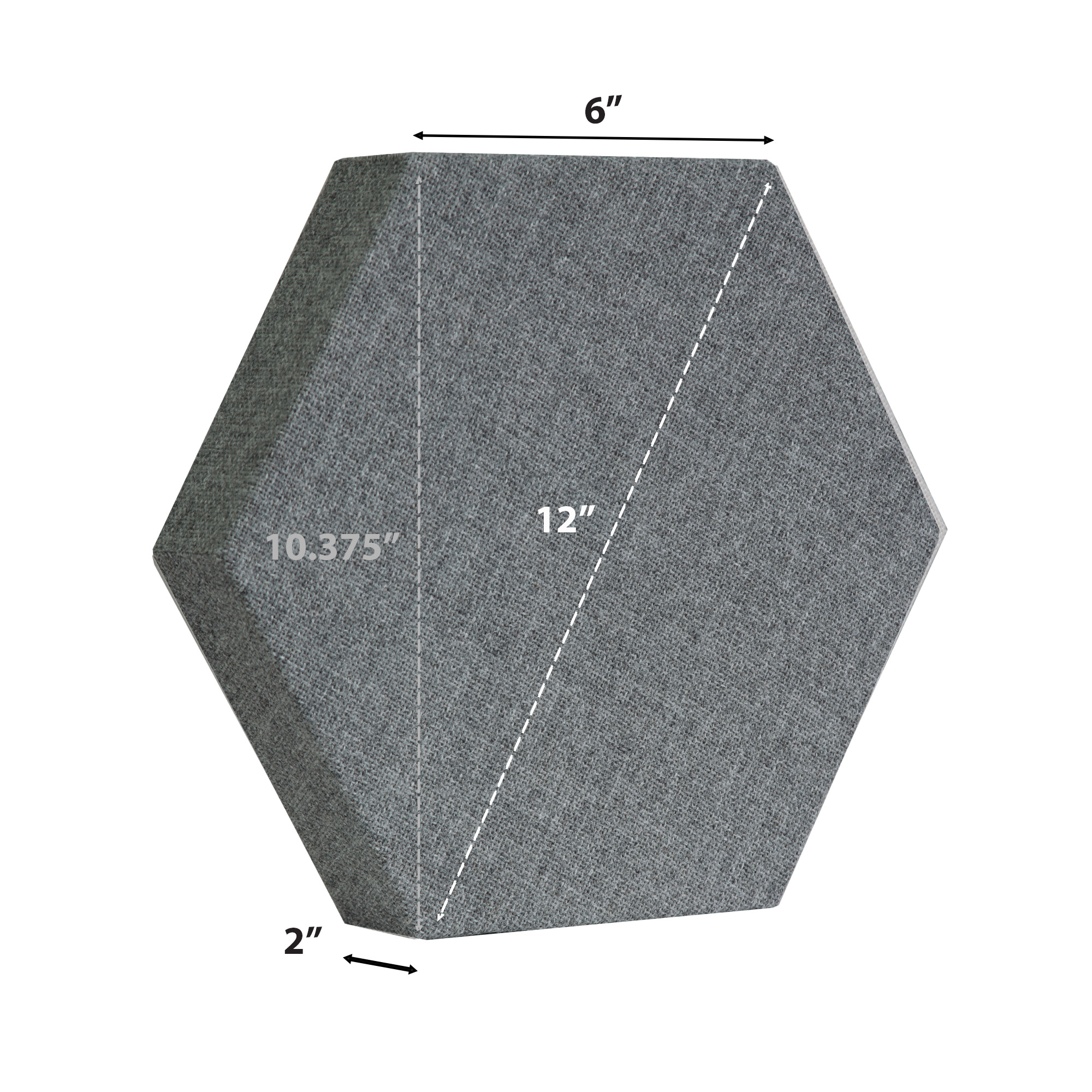 ATS Acoustics Hexagon Acoustic Panel Fire Rated 12" x 2" Sound Absorbing Professional Studio Quality Wall Tile (Charcoal)