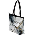 thumbnail image 3 of Marble Canvas Leather Mix Handbag with Twill, Sponge, and Jeanette Materials - 30x10.5x39cm/11.8x4.1x15.4in Size, 3 of 5