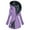Purple, variant on Winter Long Coats for Women Plus Size Winter Warm Plush Zip Up Lapels Hooded Jacket Outwear Coat Solid Long Sleeved Jacket