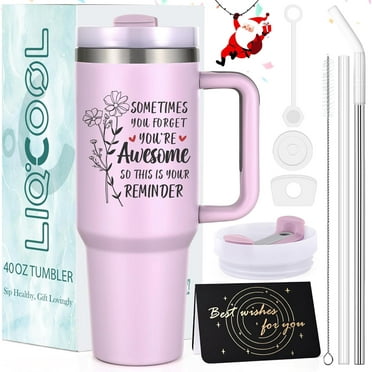 Gingprous 40oz Christmas Gifts Tumbler for Women, Sometimes You Forget You're Awesome Tumbler with Handle, Best Christmas Gift Ideas for Mom Wife Coworker Friends Sister