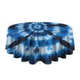 thumbnail image 5 of Blue White Tie Dye Spiral Pattern Round Tablecloth 60"x60",Wrinkle Wipeable Table Cloth for Kitchen Dining Room Picnic Patio Party, 5 of 6