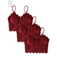 thumbnail image 2 of Gustave 3 Pack Women Sexy Lace Padded Camisole V Neck Crochet Bralette Half Bra Spaghetti Strap Crop Tops Vest "Red, L", 2 of 10