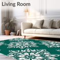 thumbnail image 2 of ODIKA 6'x9' Machine Washable Non-Slip Area Rug, Frosty Crystalline Snowflake Anti Slip Holiday Decorative High Traffic Rug, Green, 505983, 2 of 7