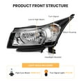 thumbnail image 2 of Headlight Assembly Compatible with 2011 2012 2013 2014 2015 Chevy Cruze 2016 Cruze Limited Replacement Headlamp Chrome Housing Clear Reflector Driver and Passenger Side, 2 of 9
