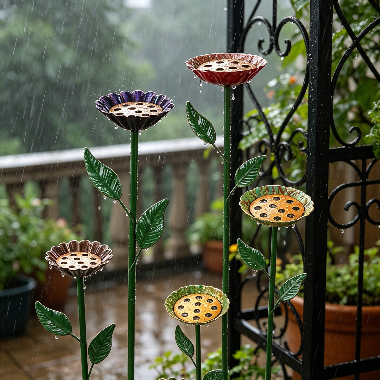 Ground Bird Feeder Pole for Bird Feeder Metal Yard Art Outdoor and Garden Outdoor Metal Art Outdoor Yard Decor