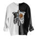 thumbnail image 1 of Moda mujer Color a juego estampado manga larga cómodo transpirable cuello redondo camisa Tops Pompotops gfhjh8620, 1 of 3