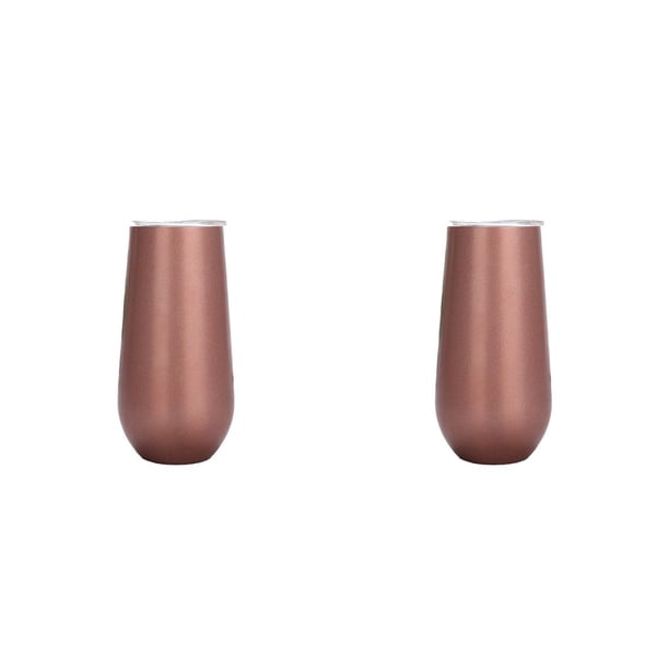 Matsuzay Copas de cóctel, suministros para el hogar, doble capa, flauta de champán de varios colores, suministros para fiestas, vaso de vino, oro rosa Oro rosa arpox.180ml 2piezas Matsuzay CBP277312