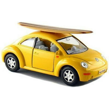 Kinsmart 5" Volkswagen New Beetle w/ Surfboard 1:32 Diecast Model Toy VW Yellow