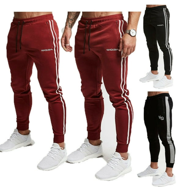 FOCUSNORM - Men Long Casual Sport Pants Gym Slim Fit Trousers Running Joggers Gym Sweatpants