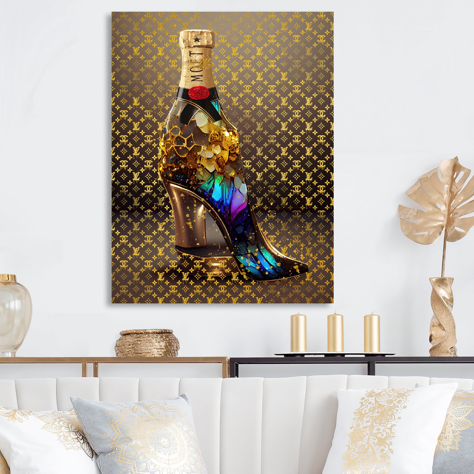 Designart Luxury Champagne And High Heel II Canvas Wall Art