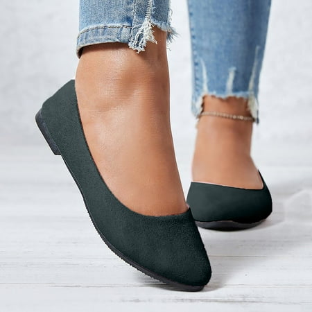 Women s Ballet Flat Shoes Pointed Toe Comfortable Casual Dressy Shoes Work Flats Office Shoes Solid Flats Cusp Head Comfy Shoes for Women qILAKOG Army Green Size 6