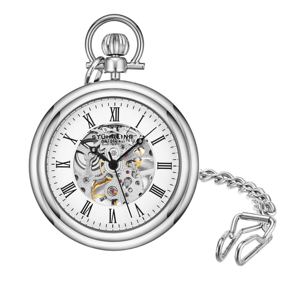 Reloj de Bolsillo Vintage Stuhrling Original Skeleton Acero Inoxidable