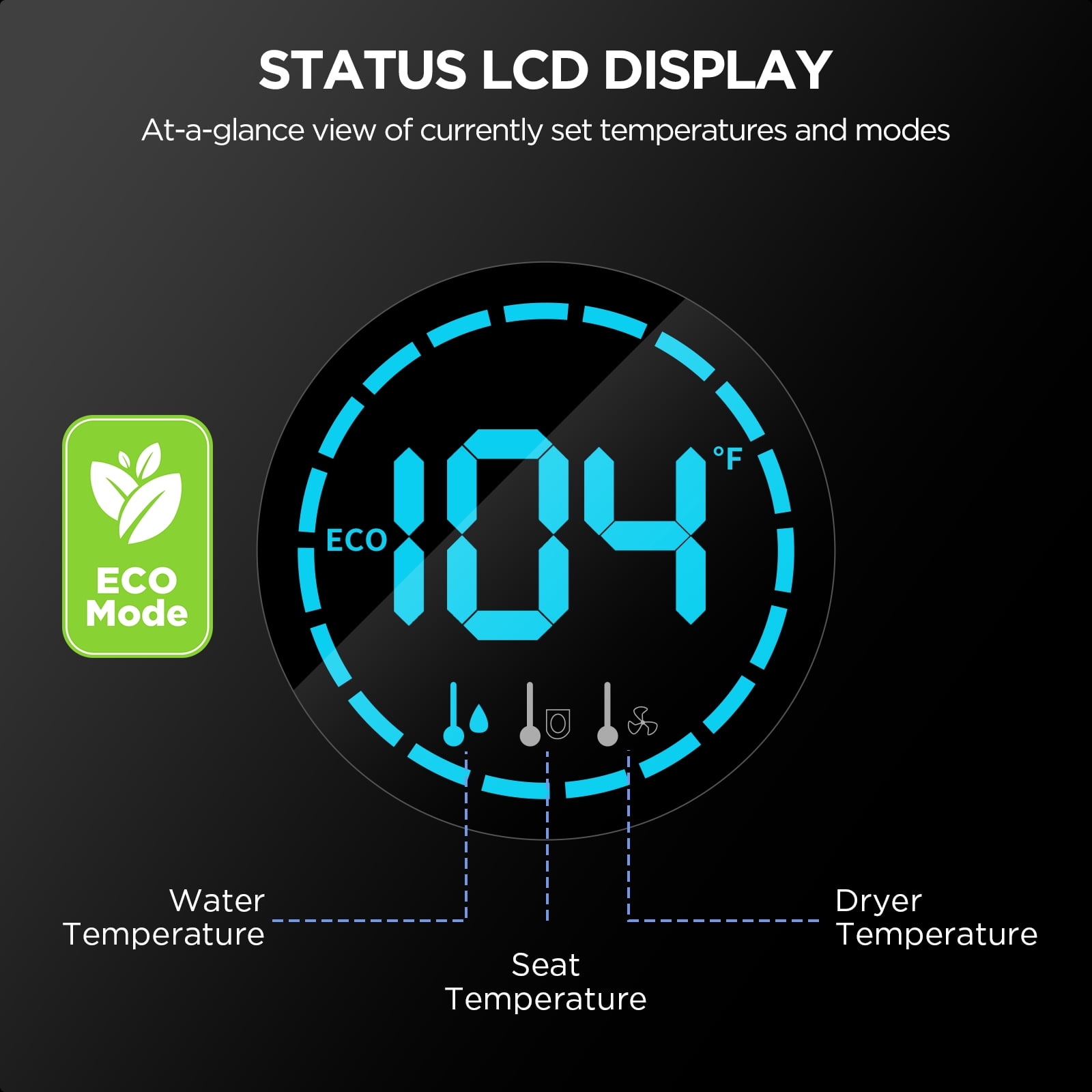 Smart Electric Bidet, Heated Toilet Seat Elongated with Dual Control, LED Display, Instant Warm Water & Air Dryer, Self-Clean Nozzle, Slow Close Lid, UV Light, Child/ECO/Silent Mode