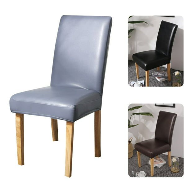 Dining Room Chair Slipcovers Pu Leather Seat Covers Stretch Furniture Protector For Armchair Removable Elastic Parsons Case Restaurant Hotel Ceremony Com - Faux Leather Dining Room Seat Covers
