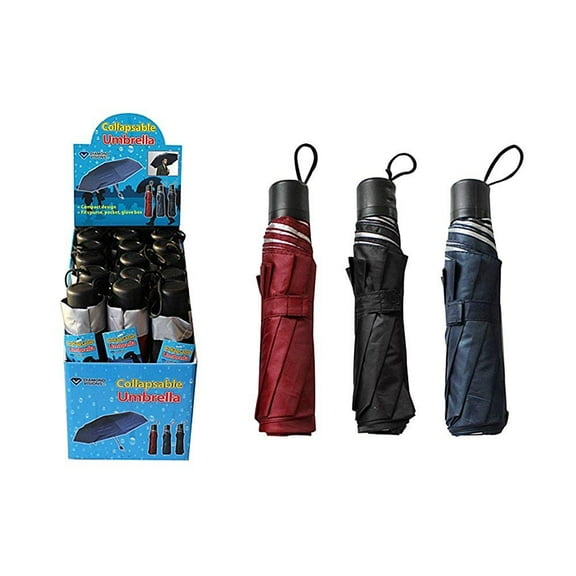 Diamond Visions 11-1422 Travel Collapsible Umbrella Set in Assorted Colors 2 Umbrellas