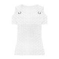 thumbnail image 7 of LADIGASU Women's Solided V-neck Short Sleeved Loose Top, 7 of 7