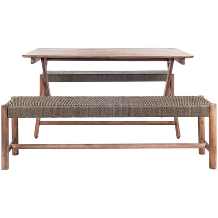 SAFAVIEH Jardin Outdoor Patio 3 Piece Dining Set, Grey Wash/Natural/Beige