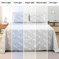 thumbnail image 6 of Lux Decor 4 Piece Queen Size Sheet Set, Brushed Microfiber Paisley Printed Bed Sheet Set with up to 16" Deep Pocket Fitted Sheet, Flat Sheet & 2 Pillowcases - Easy Care (White Grey), 6 of 9