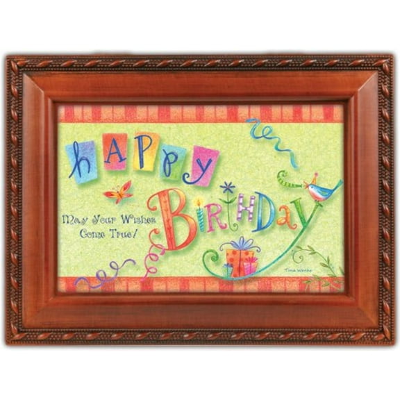 Birthday Wishes Woodgrain Music Box Plays Happy Birthday