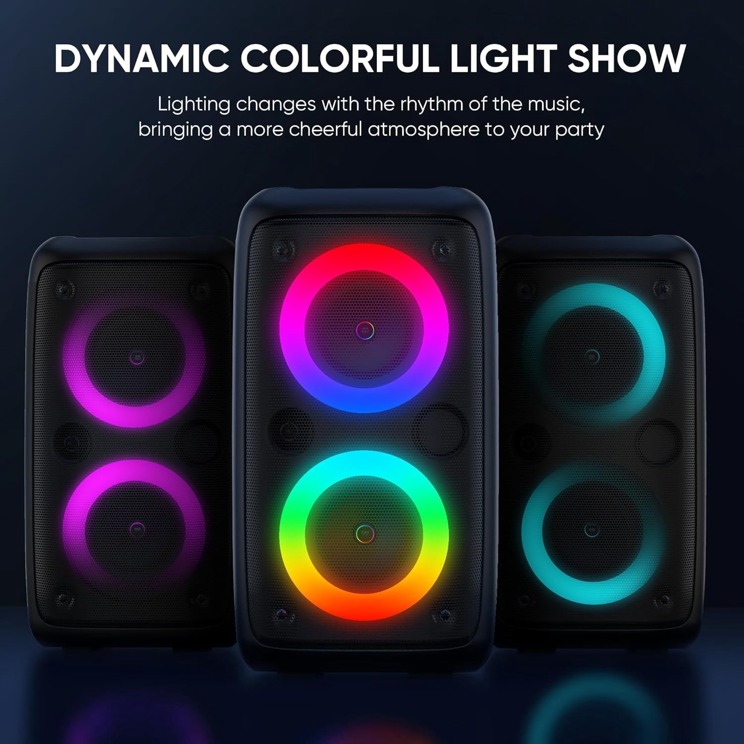 Portable Bluetooth Karaoke Machine with Wireless Mic LED Light TWS Rechargeable PA Speaker