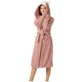 thumbnail image 3 of Afdoent Soft Womens Robe Women's Double Pocket Hooded Flannel Bathrobe Soft And Warm Double Faced Velvet Bathrobe Pajamas And Home Wear Comfortable, 3 of 9
