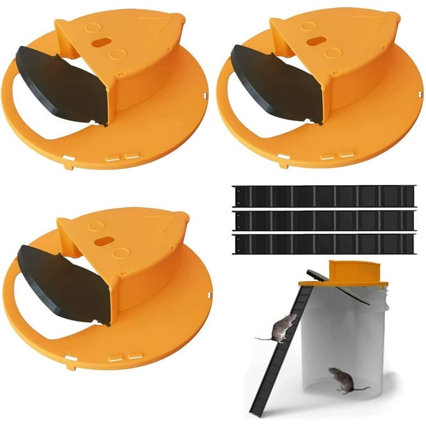 3 Packs Bucket Mouse Traps,Mousetrap Slide Bucket Lid, Mouse Catching
