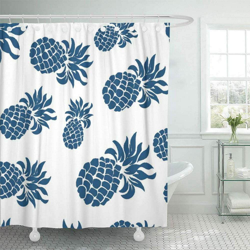 SUTTOM Sofa Tropical Ocean Blue Pineapple Stripe White Home Shower Curtain 60x72 inch Walmart