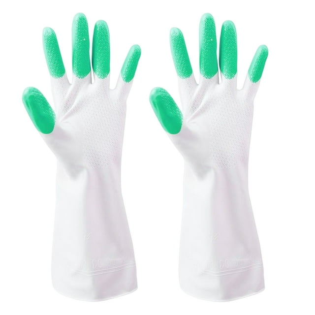 Bewildely 2 uds guantes antideslizantes manoplas universales Cool Fit antideslizantes platos limpios para el hogar accesorio de hombres mujeres Suministros de limpieza para el hogar Dedos verdes Bewildely HA080507-01B
