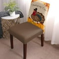 thumbnail image 2 of Dining Chair Slipcover, Thanksgiving Day Fall Cartoon Turkey Pumpkin Maple Leaf Orange Stretch Kitchen Chair Covers Removable Parsons Chair Protector Covers for Dining Room Banquet Party, Set of 6, 2 of 7